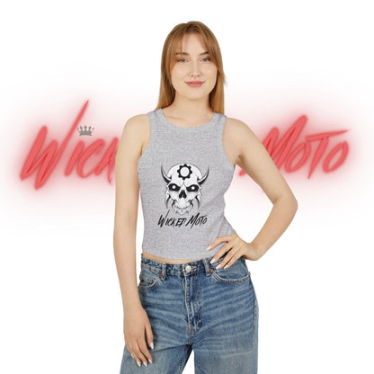 Wicked Moto Customs Logo Women's Micro Rib Racer Tank Top