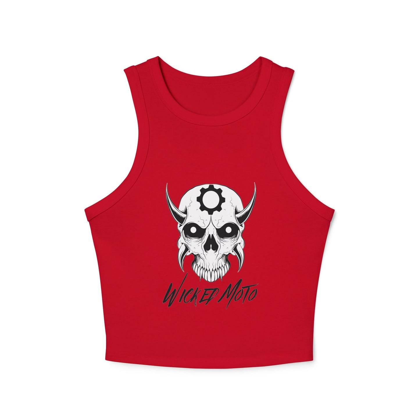 Wicked Moto Customs Logo Women's Micro Rib Racer Tank Top